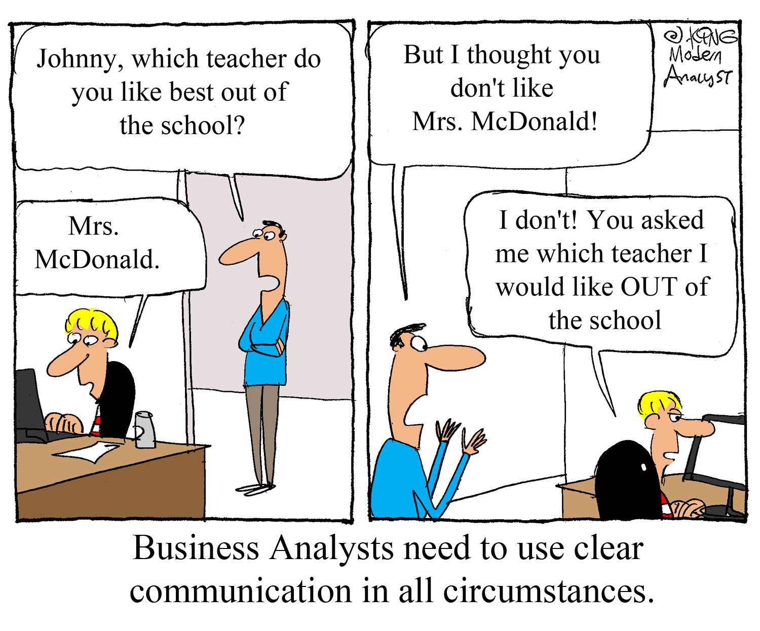 Humor - Cartoon: Business Analysts Need to Use Clear Communication - Always